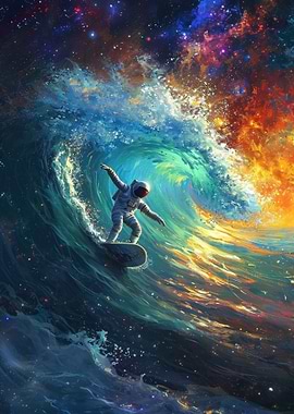Astronaut Cosmic Surfing