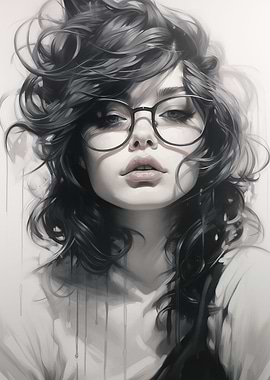 Lady Glasses Melting Paint