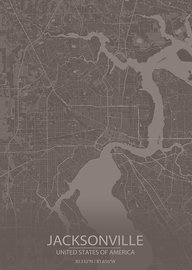 Jacksonville GreyBrown Map