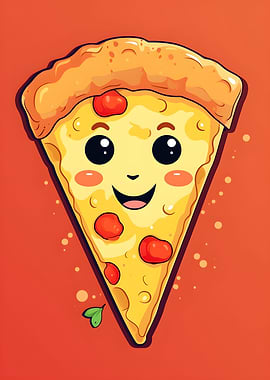 Cartoon Pizza with a face