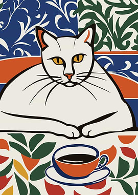 Tea Time Funny Cat Poster