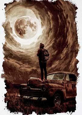 Man looking at the Moon