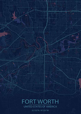 Fort Worth Blue Purple Map