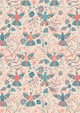 Peach Hummingbirds garden