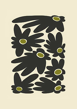 black and beige flowers