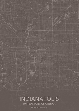 Indianapolis GreyBrown Map
