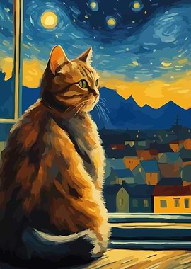 Starry Night Cat