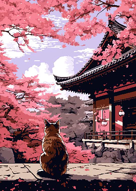Cat Zen Garden Pixel Art