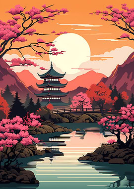 Sunset in land of chinese