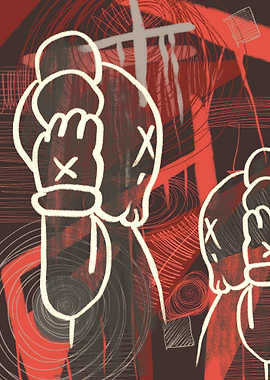 unique abstract kaws paint