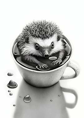 hedgehog in a coffee