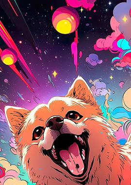cute dog in space