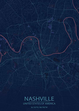 Nashville Blue Purple Map