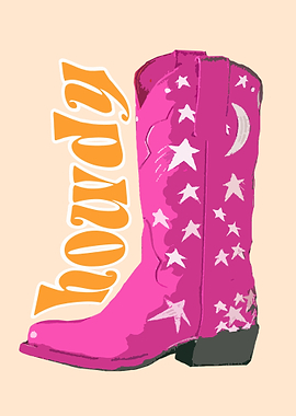 Howdy Pink Cowgirl Boot