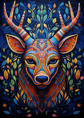 Deer Head Huichol Art