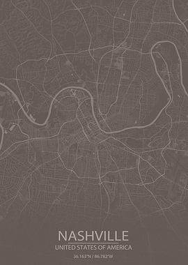 Nashville Grey Brown Map