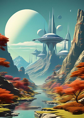 Retro Futuristic Landscape