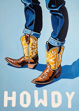 HOWDY cowboy boots poster