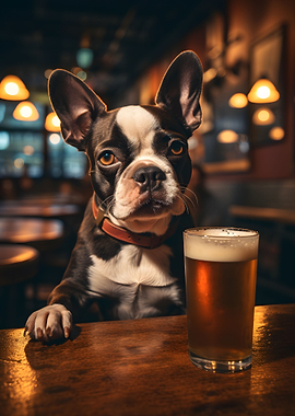Dog enjoying a beer