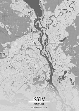 Kyiv Ukraine LightGrey Map