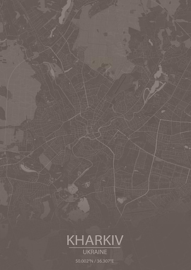 Kharkiv Ukraine Brown Map