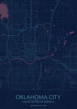 Oklahoma City USA Blue Map