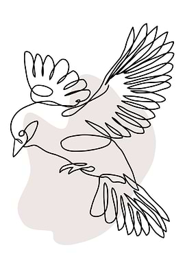 Line Art Finch Boho