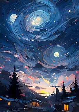 Starry night painting