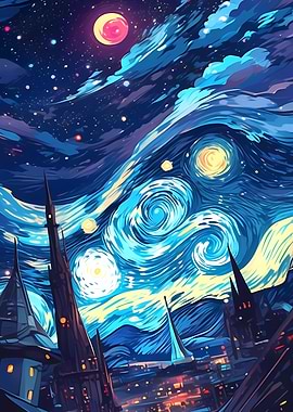 Starry night painting