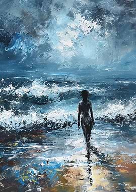 Girl On Beach Painting