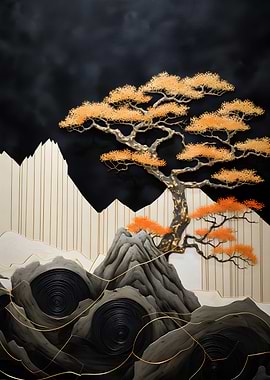 Tree Gold Black Stone 2