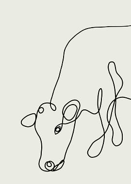 Line Art Cow Boho Farm