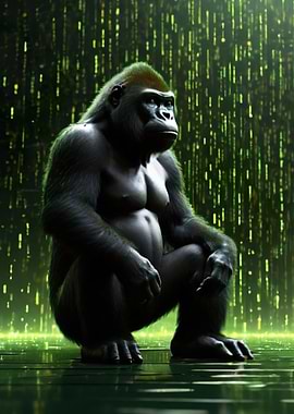 Matrix Gorilla Portrait