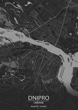 Dnipro Ukraine DarkGreyMap
