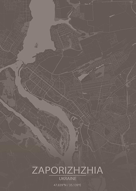 Zaporizhzhia UA Brown Map
