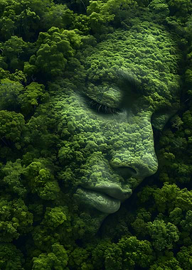 Woman Face In Forest Deco