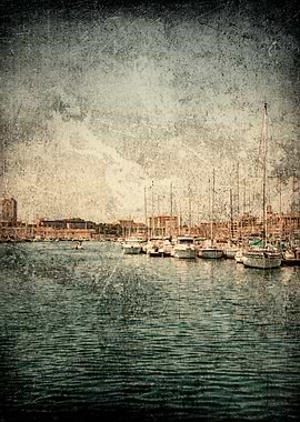Boat and Sea grunge