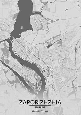 Zaporizhzhia LightGrey Map