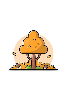 Acorn Tree with Fall Acorn