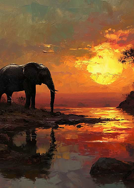 Elephant Sunset