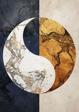 Yin Yang Abstract Gold