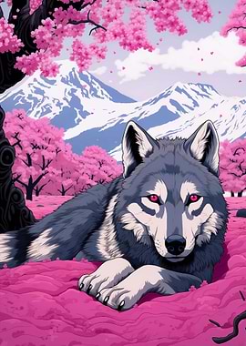 cherry blossom wolf animal