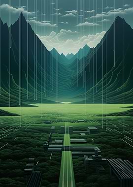 Landscape glitchcore art