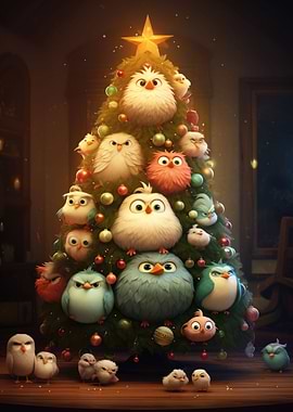 Christmas bird tree