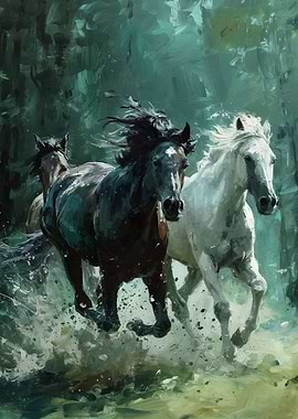 Horse Running In Water