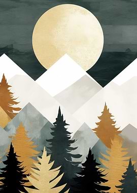 Forest Abstract Gold