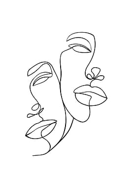 Couples face head line art