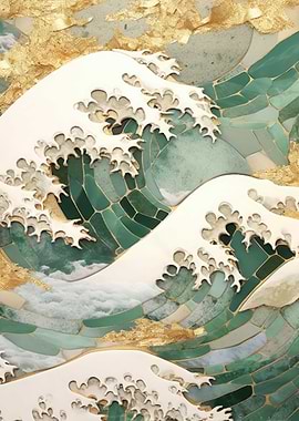 Kanagawa Abstract Gold