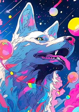 cute dog in space