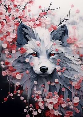 cherry blossom wolf animal
